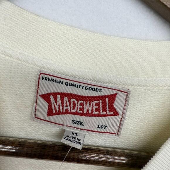 Madewell Sweatshirt Men's XS Beige Cream Crewneck Mccarren Midweight Crew NEW - Picture 8 of 11
